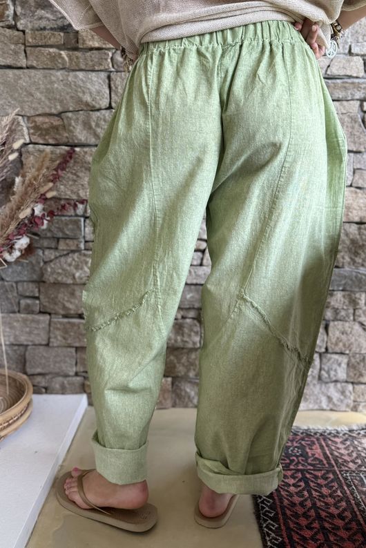 Rustic Nature Linen Blend Barrel Pant Washed Lawn